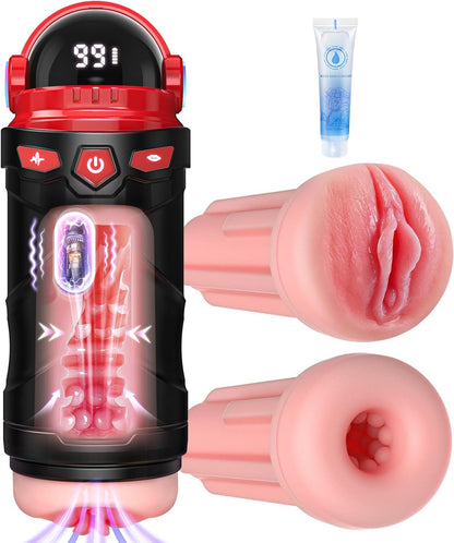 Bomba vibratoria para pene PulseForge Stroker con 2 fundas