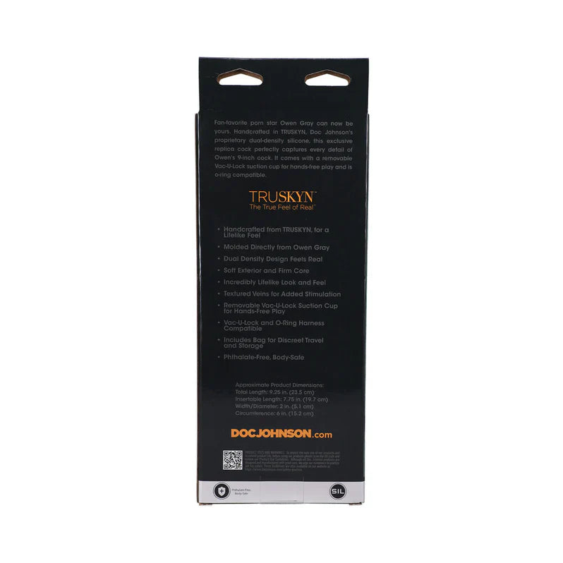 Dildo de silicona de 8" Owen Grey Signature Cocks