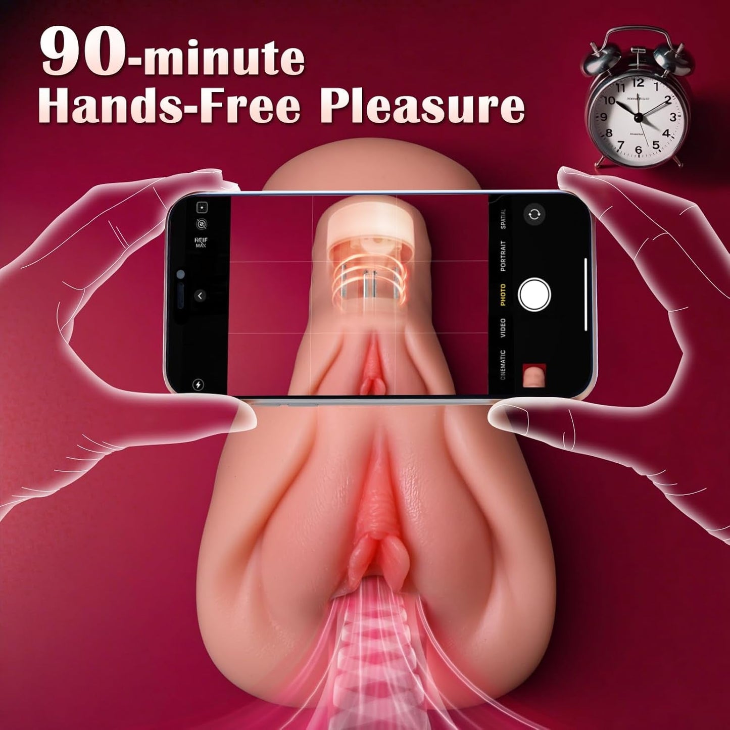 SyncPulse Vagina de bolsillo con penetración, controlada por aplicación, 9 modos
