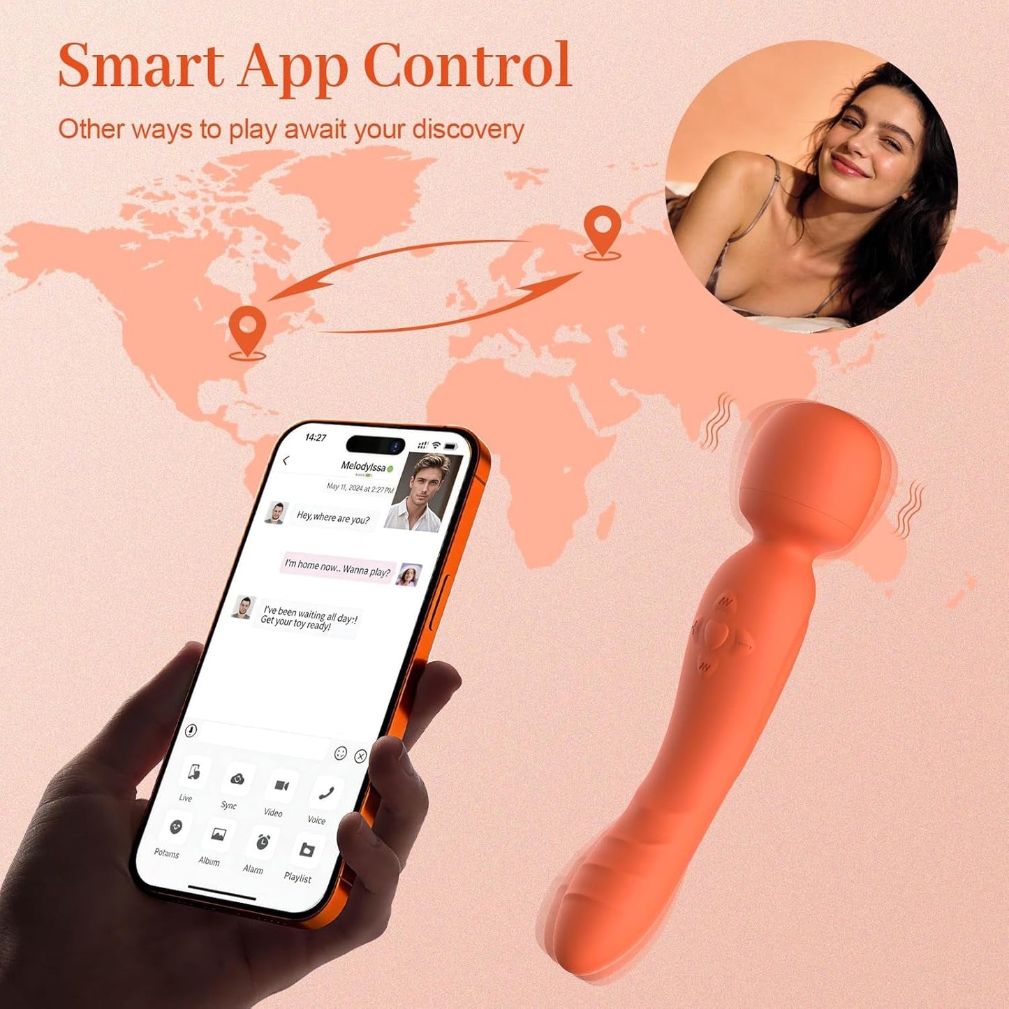 Vibrador SyncWand AI de Control de Aplicación para Punto G