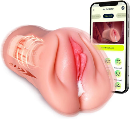 SyncPulse Vagina de bolsillo con penetración, controlada por aplicación, 9 modos