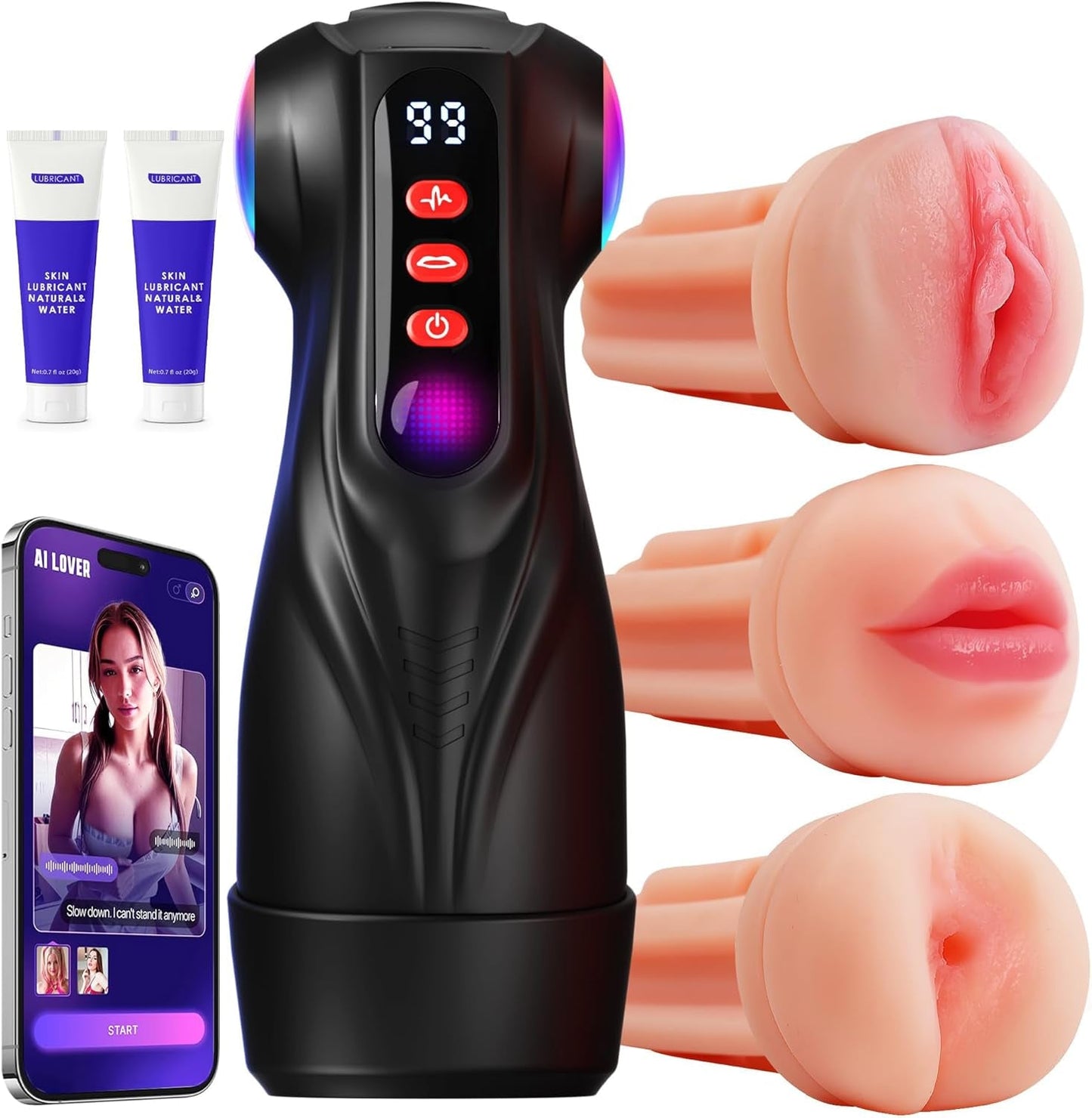PrismSync AI Sincronización Vagina de Bolsillo 3 Fundas 9 Succión 9 Vibración