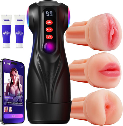 PrismSync AI Sincronización Vagina de Bolsillo 3 Fundas 9 Succión 9 Vibración