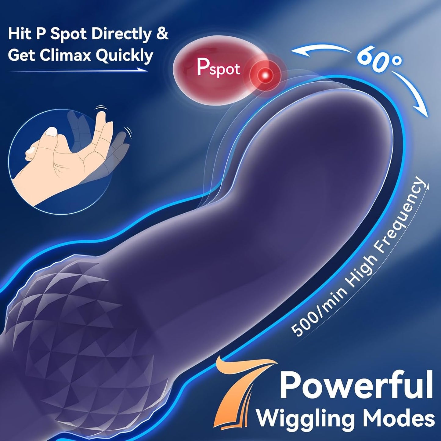 ThrustCore Anillo para el pene, masajeador de próstata penetrante, 7 modos, control remoto, resistente al agua