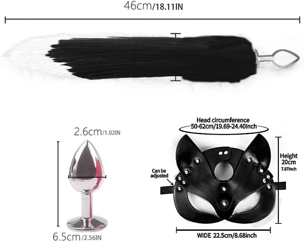 NightFeral Tail Anal Plug Mask Whip BDSM Cosplay Set