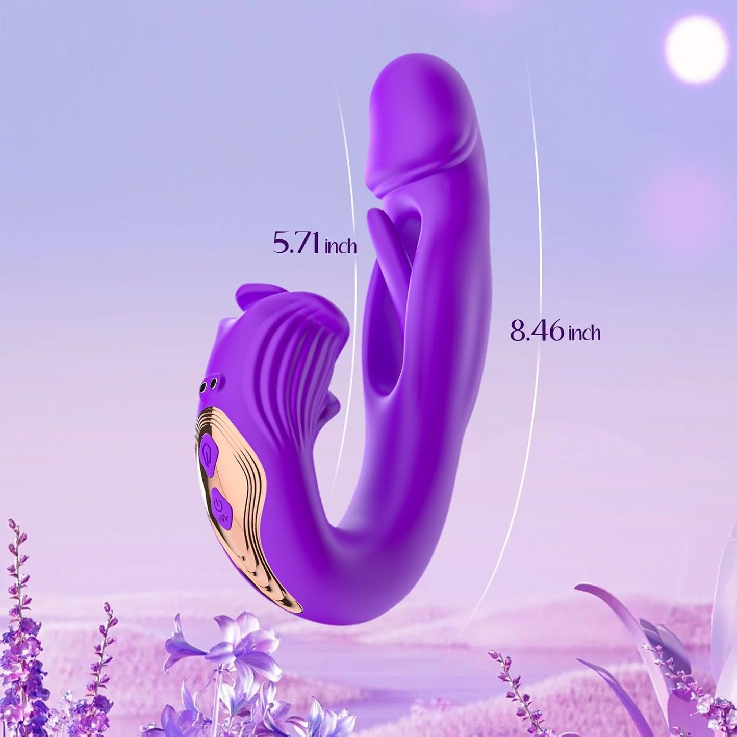 Vibrador de conejo con control por aplicación CommandRose, 9 modos, aleteo