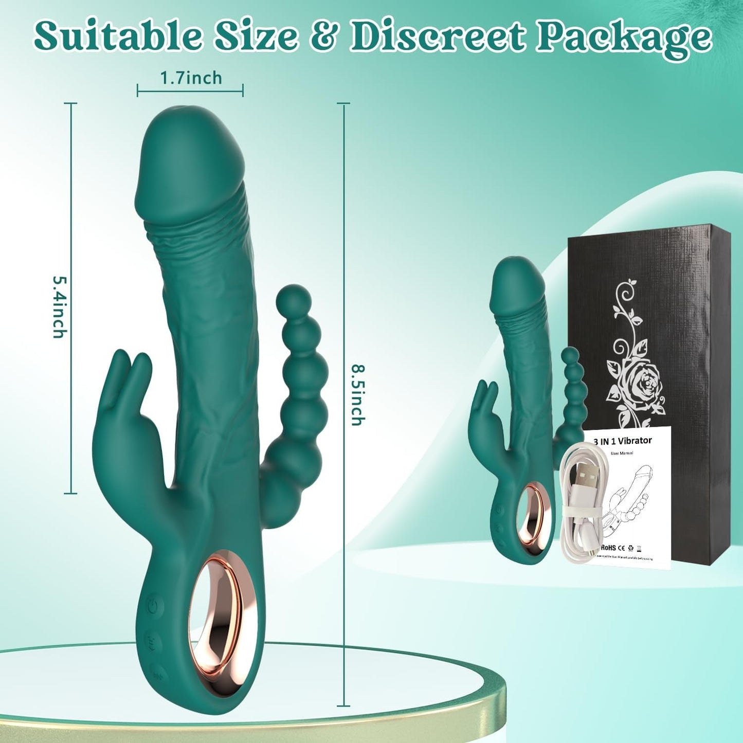 TriAxis Vibrador Triple Motor con Eje Propulsor 10 Modos USB
