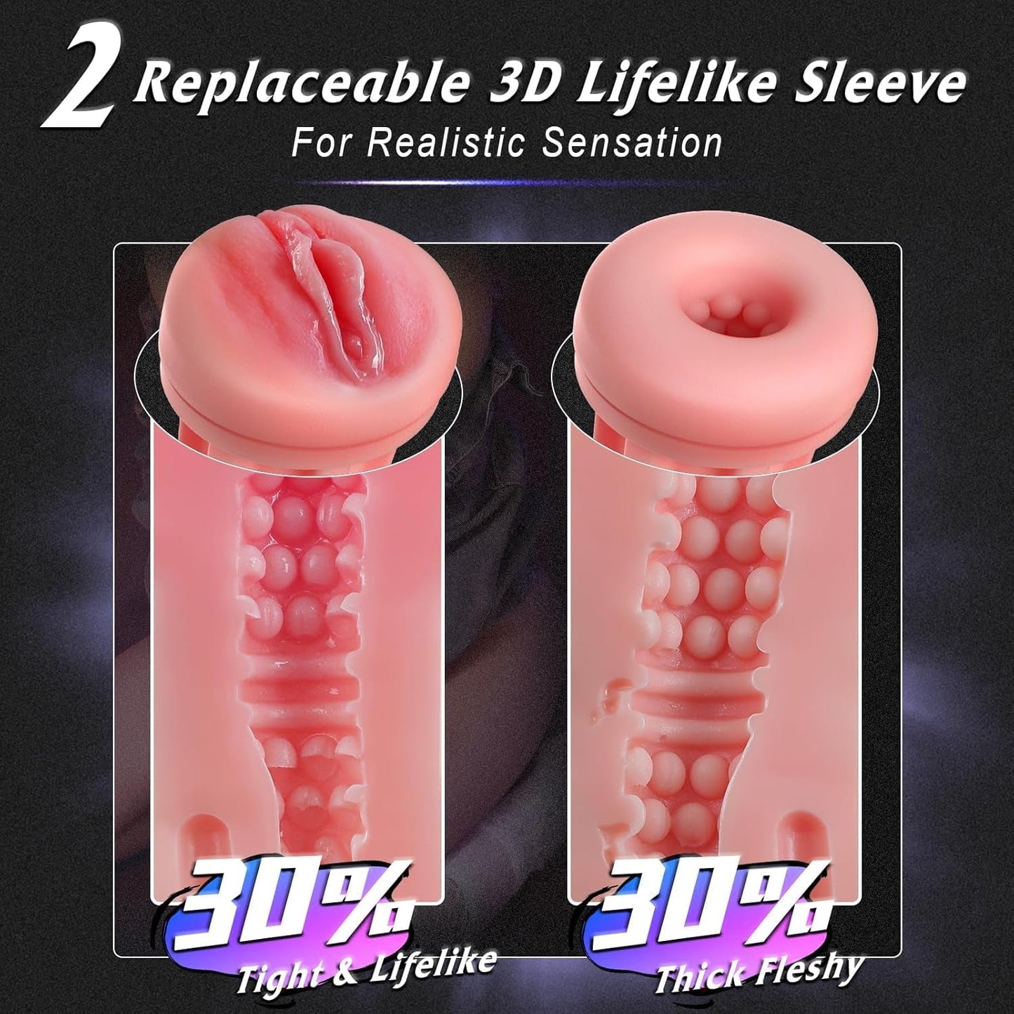 Bomba vibratoria para pene PulseForge Stroker con 2 fundas