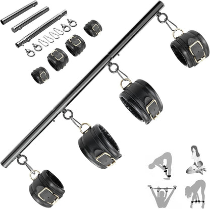 Kit BDSM con barra separadora de acero inoxidable SteelEase