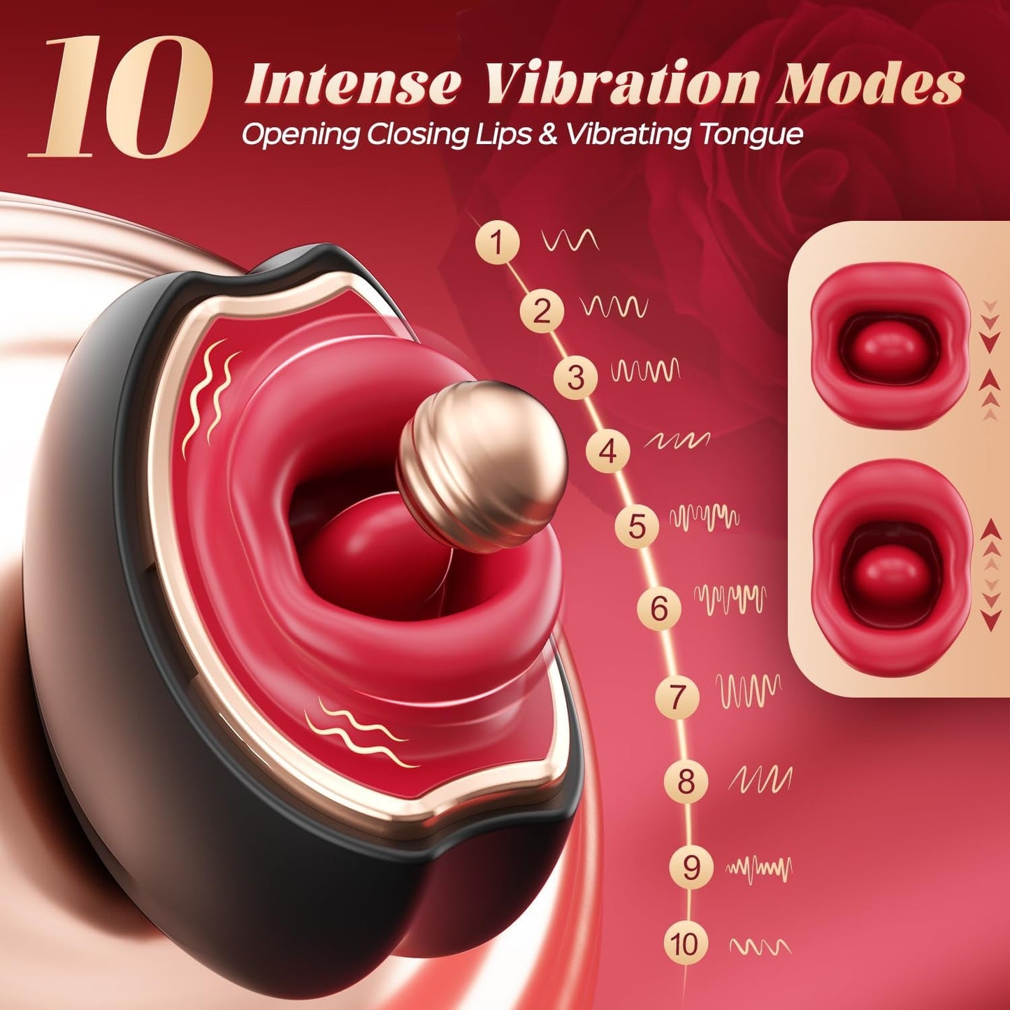 Vibrador de clítoris en forma de rosa ElyraLuxe 3 en 1 con 10 modos