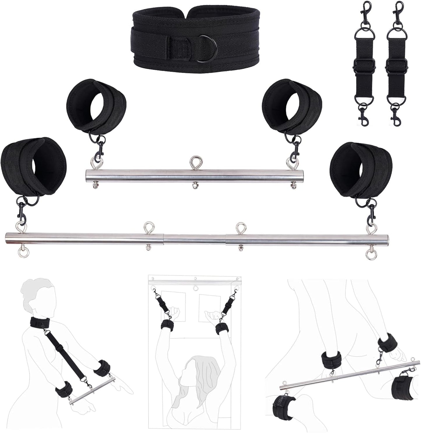Kit BDSM de barra separadora SilverFeather