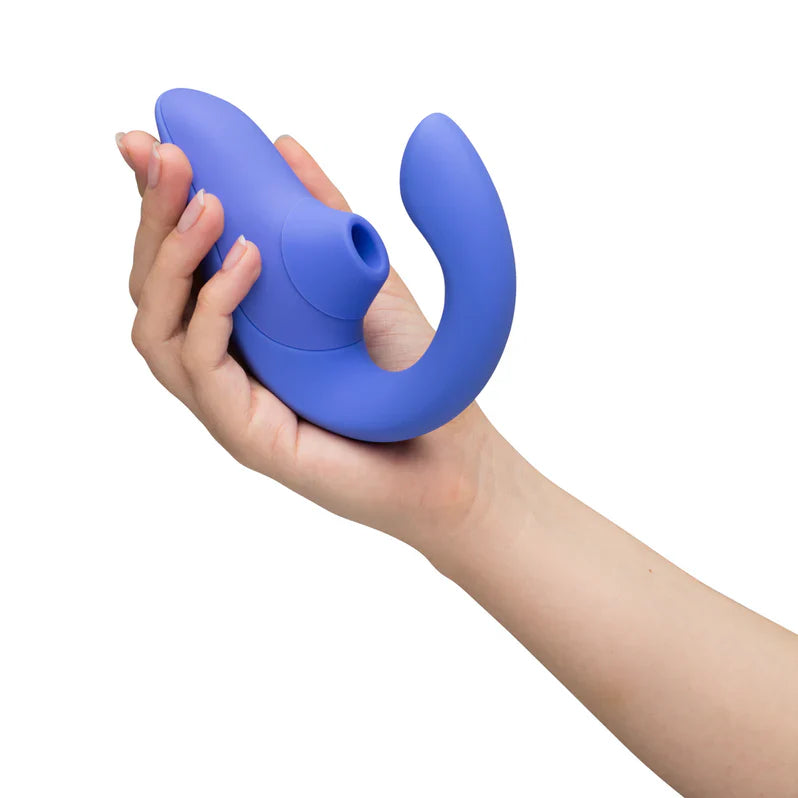 Vibromasseur Rabbit à air pulsé Womanizer Blend Pleasure - Bleu vif