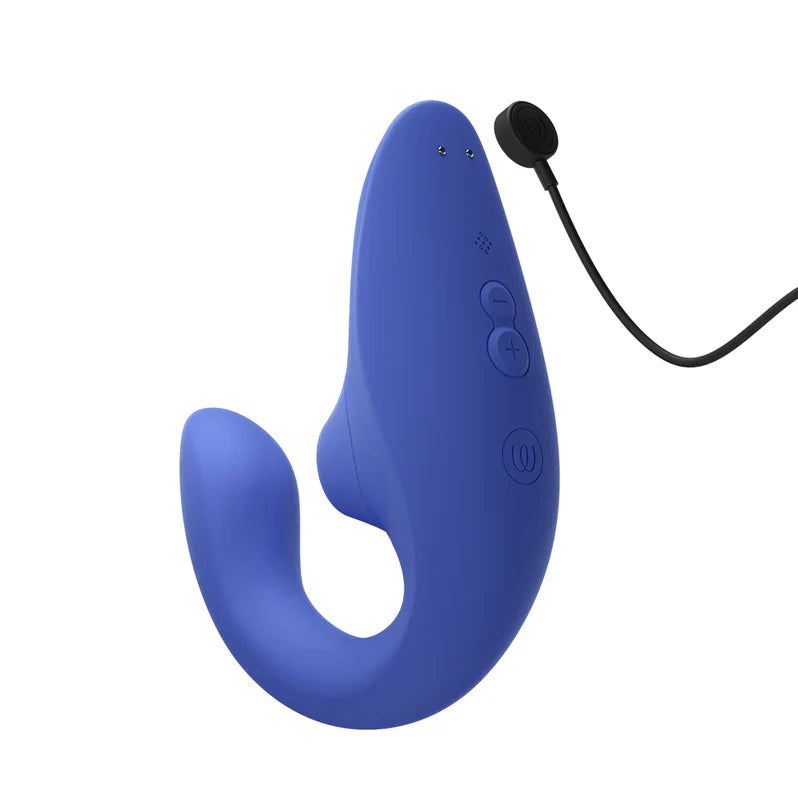 Vibromasseur Rabbit à air pulsé Womanizer Blend Pleasure - Bleu vif