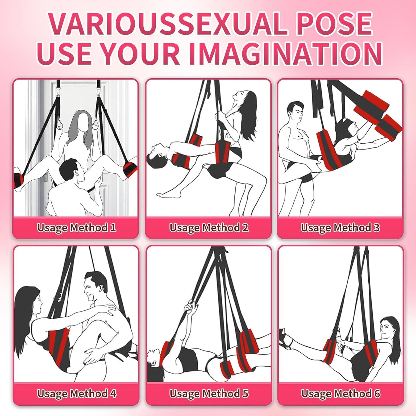 Columpio sexual de puerta ajustable LunarisX con arnés de soporte de 300 lb