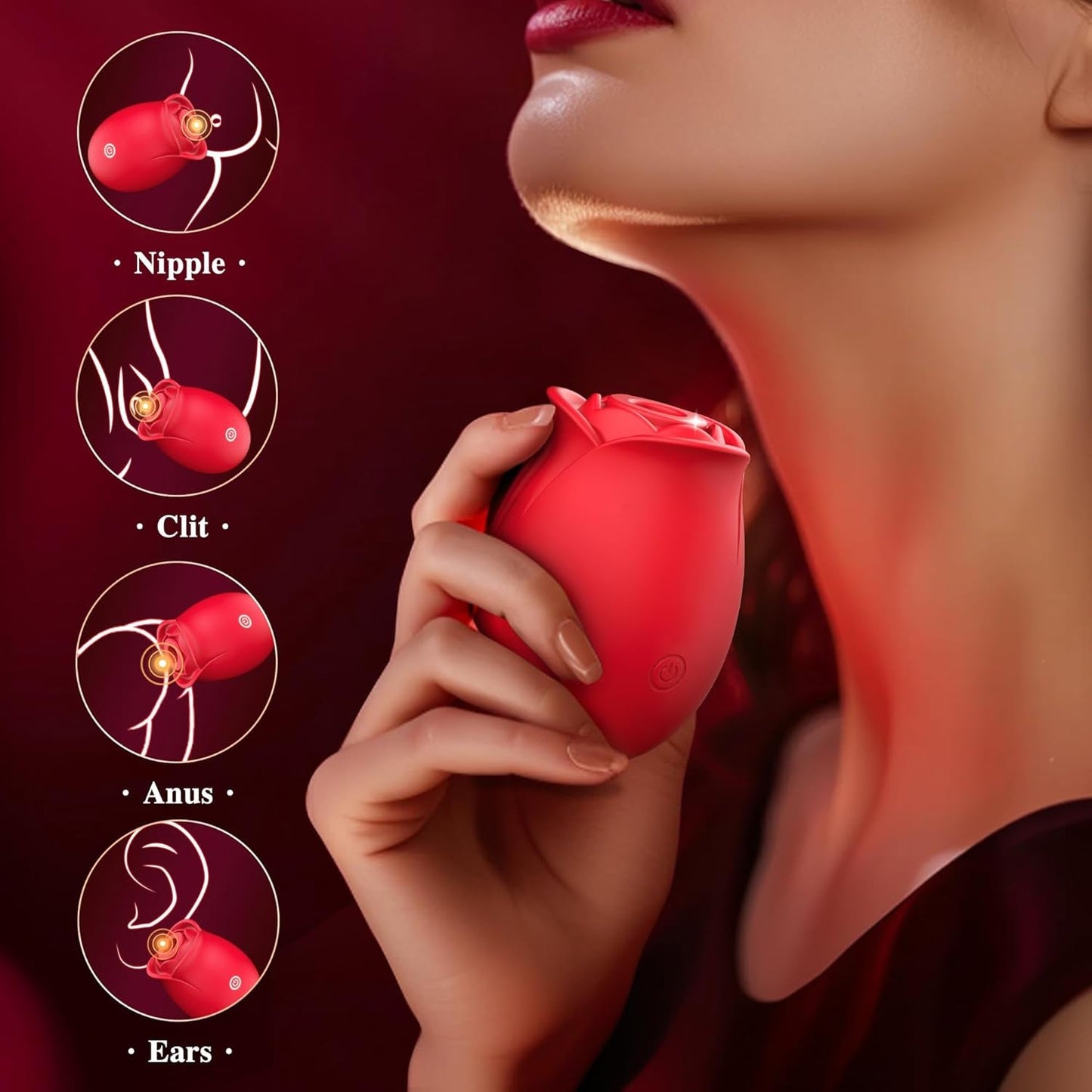 AurevynX Rose Chupador de Clítoris Control por Aplicación 9 Modos Impermeable