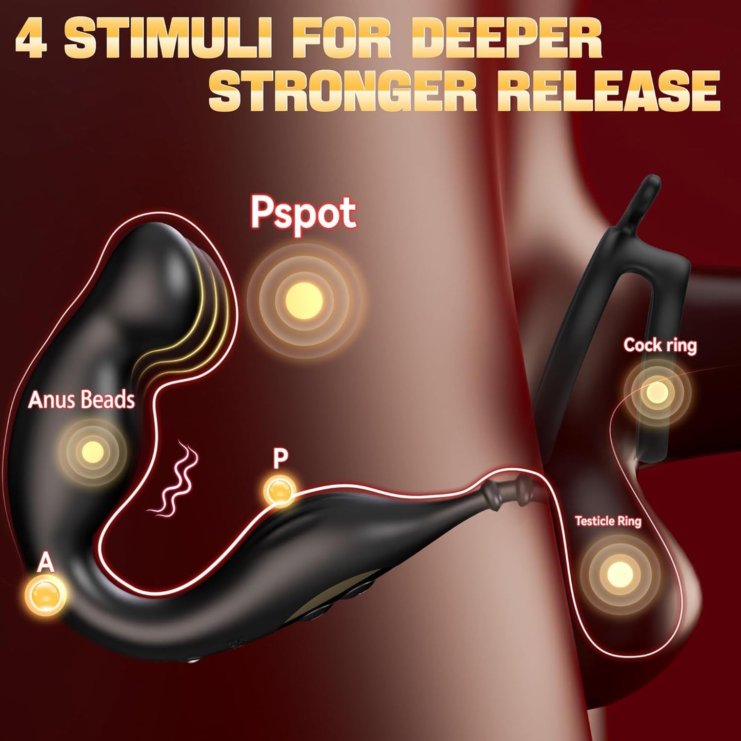 FlexDominus Masajeador de Próstata y Anillo para Pene 9+9 Modos Control Remoto