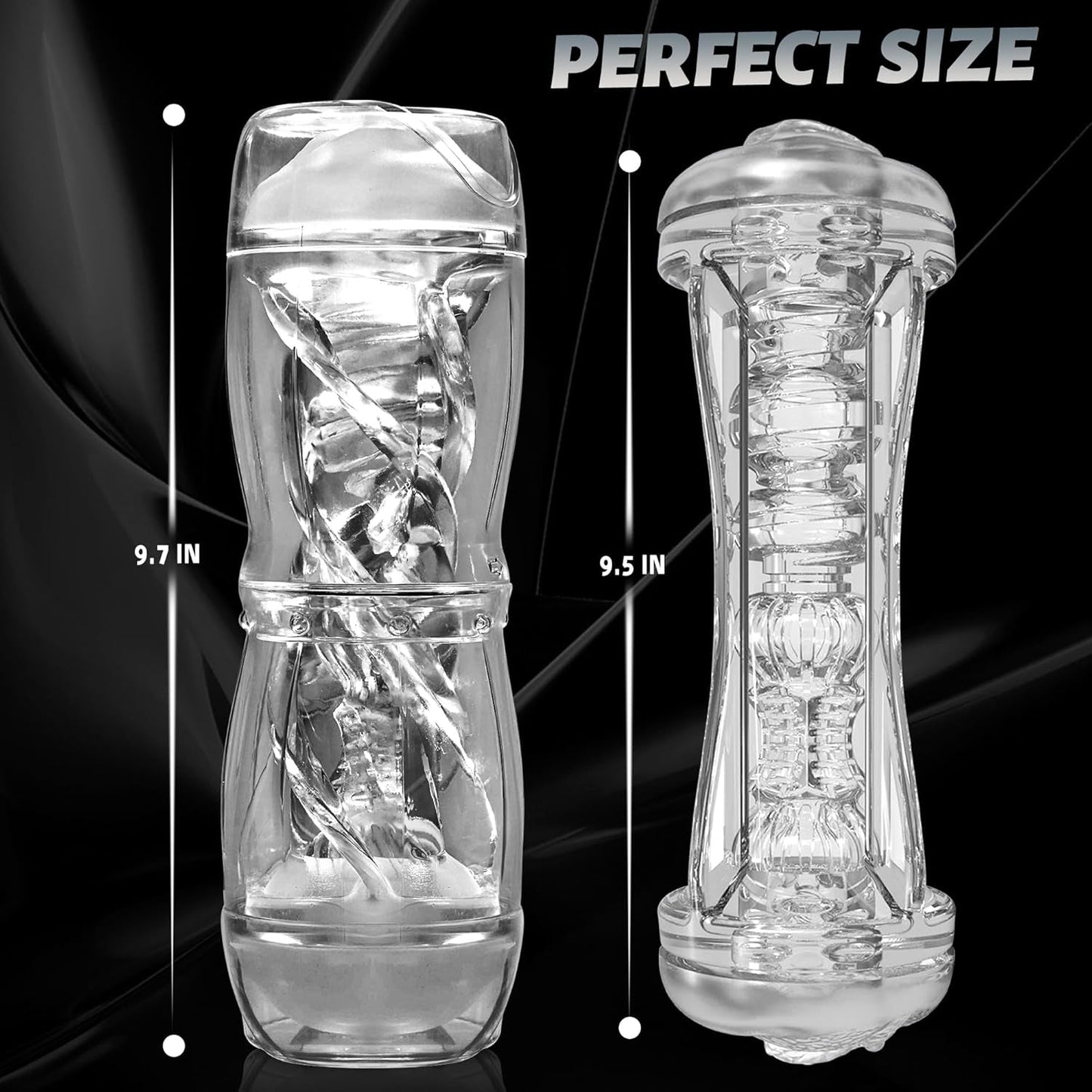 CrystalView Clear Doble Entrada Bolsillo Coño 9.5" Masturbador Masculino