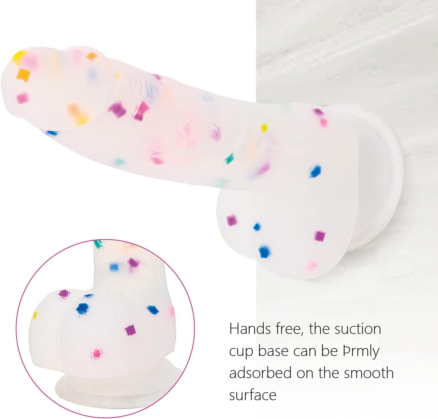 CrystalTone 7.6” Confetti Silicone Dildo Suction Cup Beginner