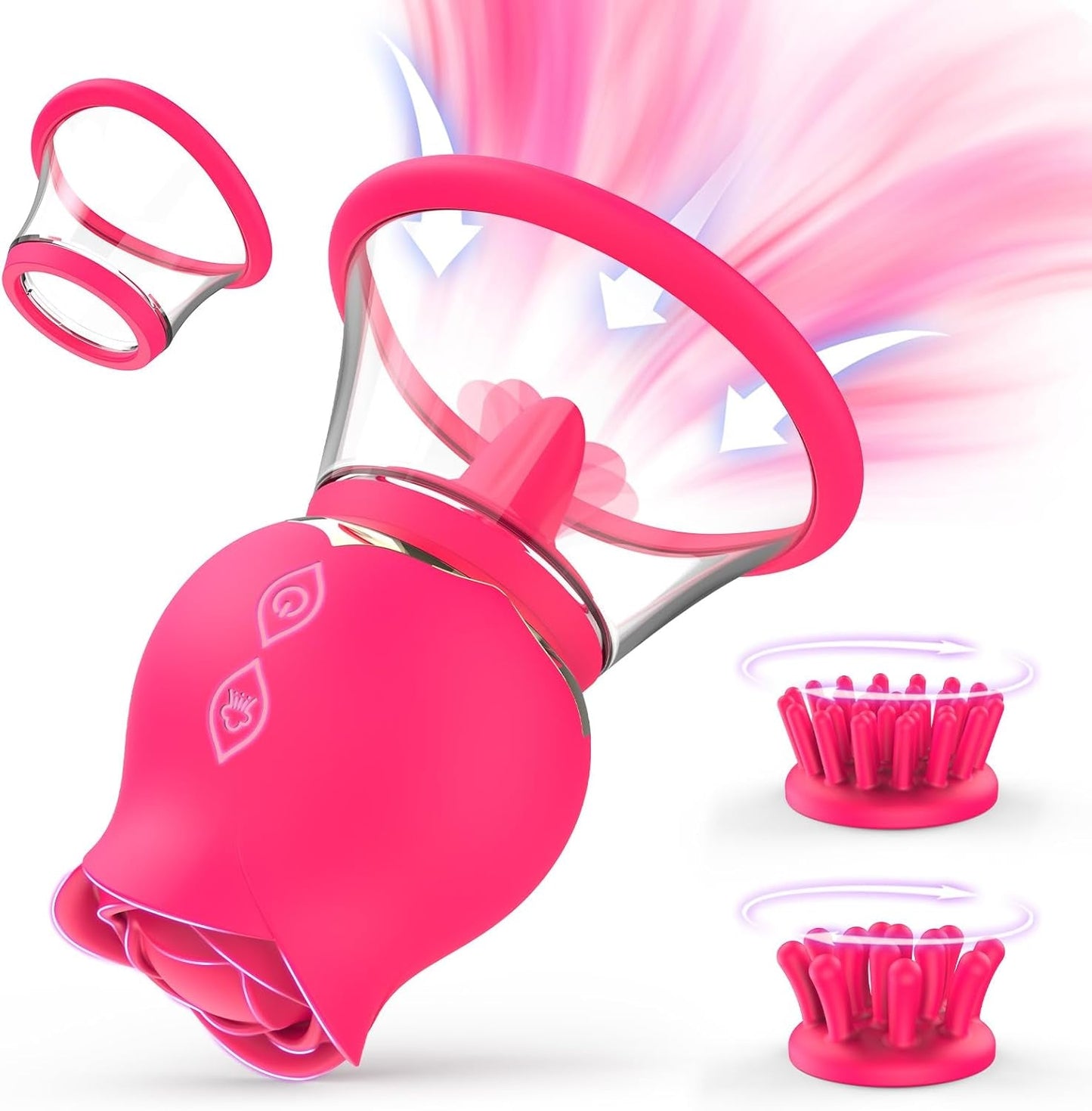 Vibrador succionador de clítoris TriBrush, 3 cabezales de cepillo, 12 modos