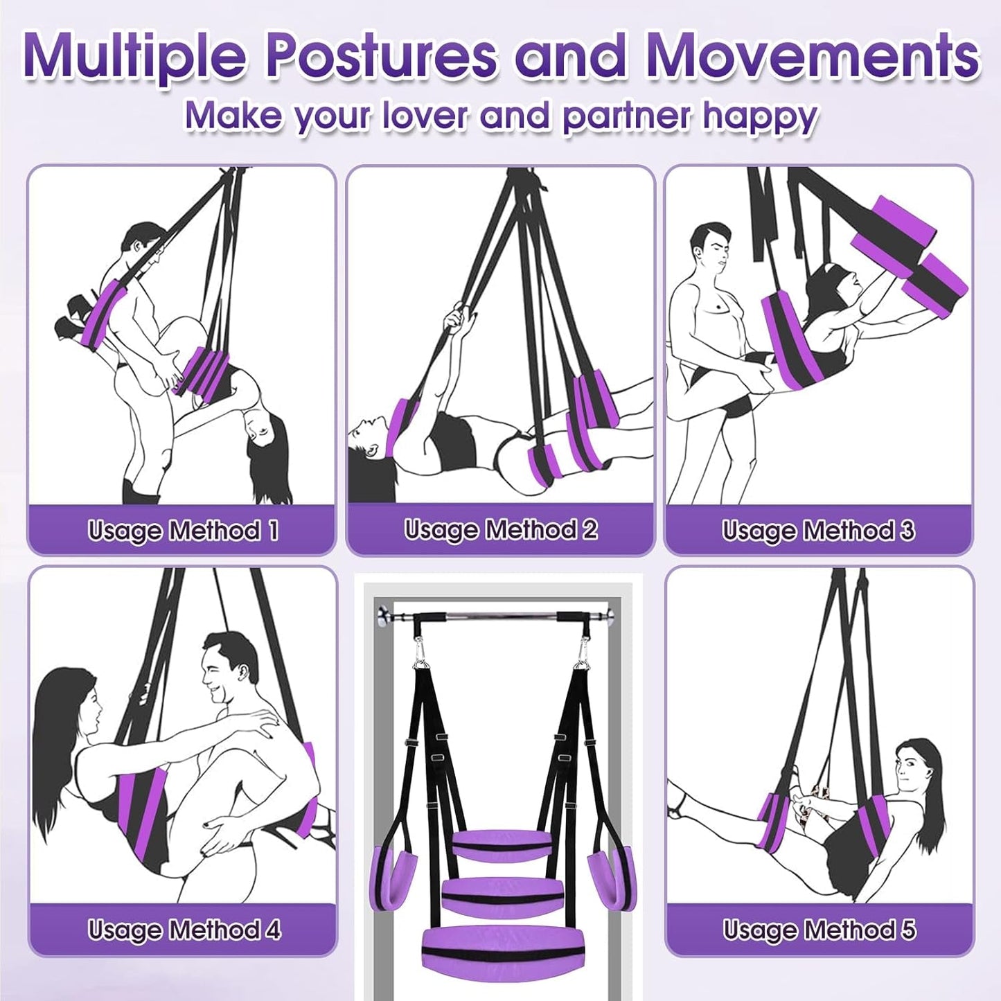 VioletBond Purple BDSM Sex Swing Adjustable