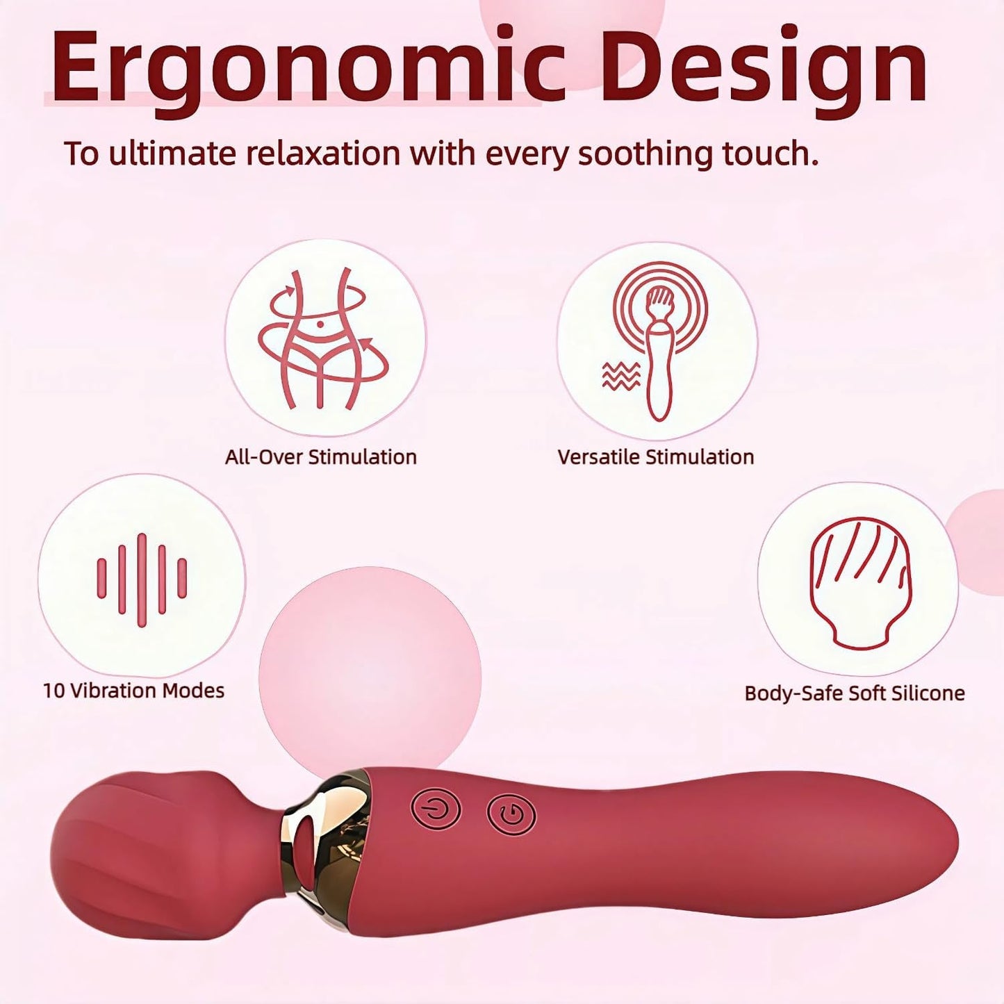 VortexDuo Vibrador varita 2 en 1 doble motor 12 velocidades resistente al agua