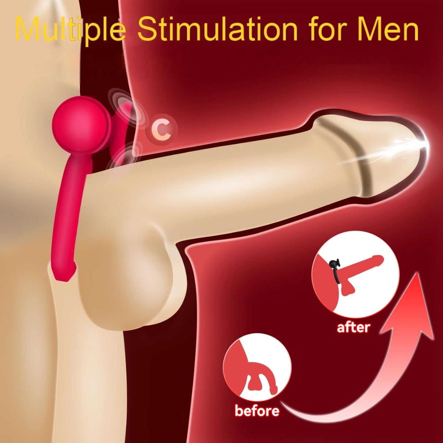Anillo para pene vibrador con bala CrimsonPetal Red, estimulador de clítoris