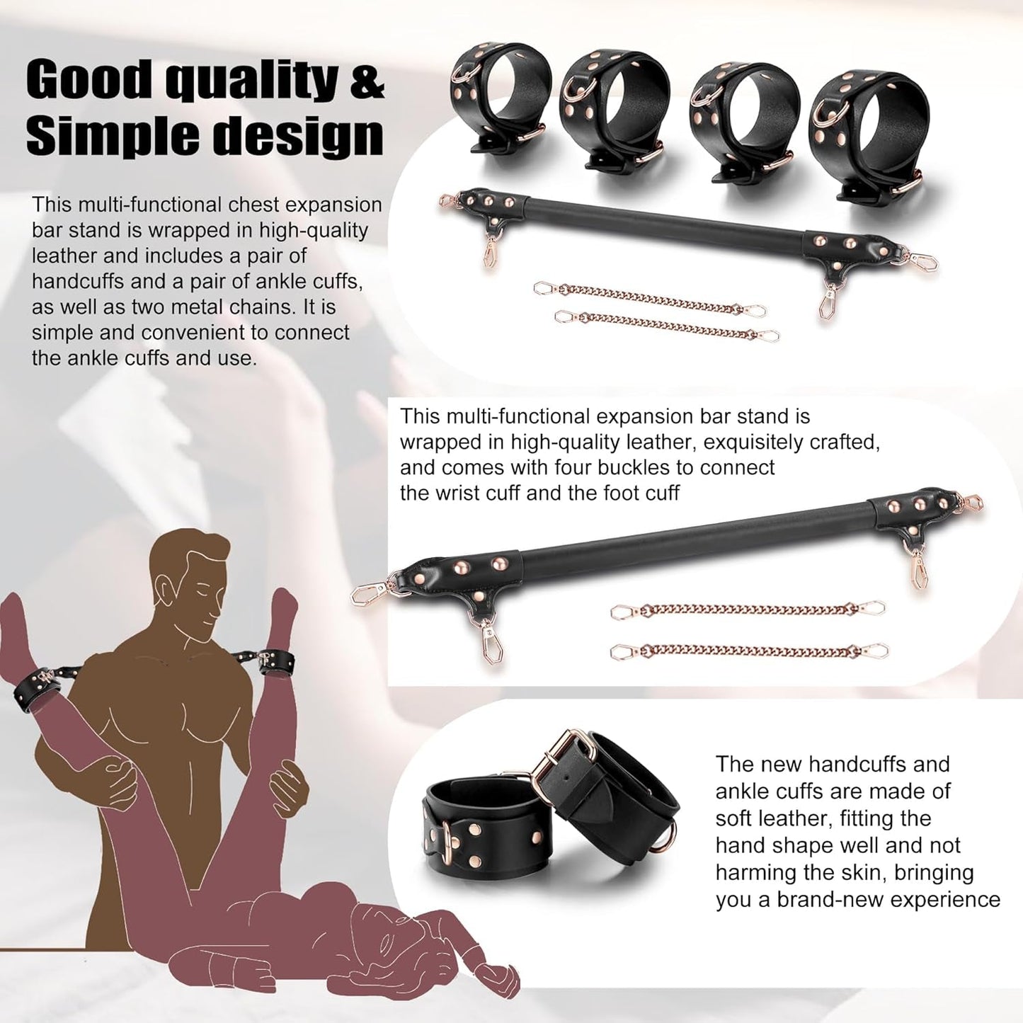 Kit BDSM de barra separadora ajustable ChainFlex