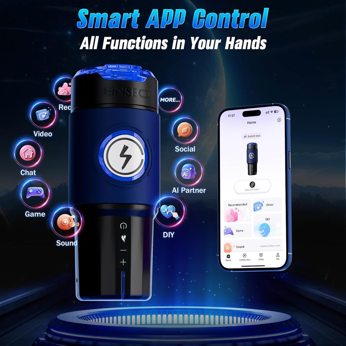 SynchroHeat AI App Godemichet de poche chauffant et vibrant