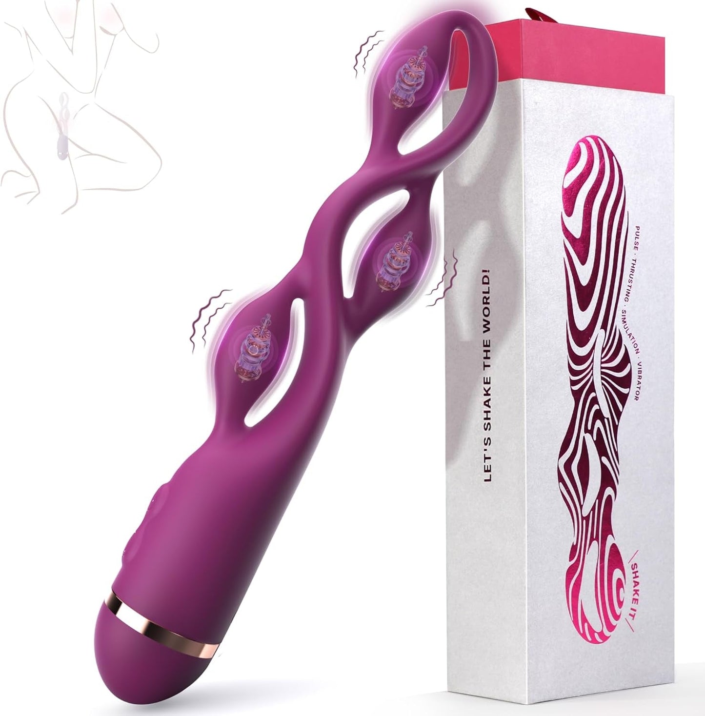 Vibrador TriCurve de triple estimulación con varita para punto G y 10 modos