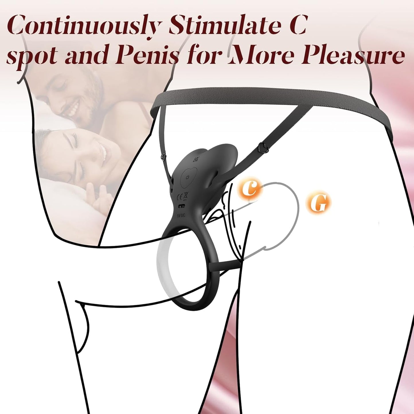 FlexSyncX Anillo para Pene Estimulador Clitoriano Portátil con Aplicación, 10 Modos