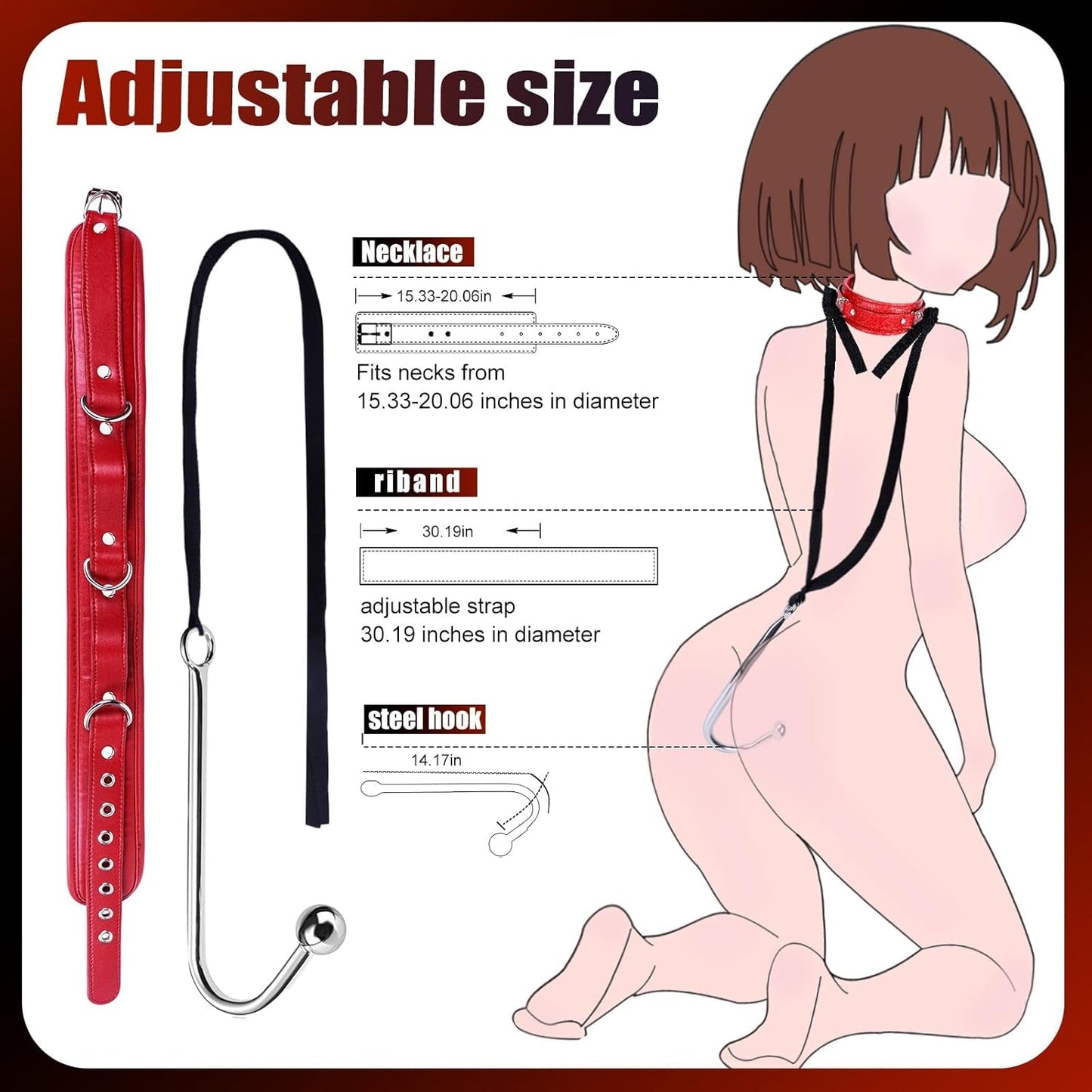 Kit BDSM de collar con argolla y correa SteelLeash