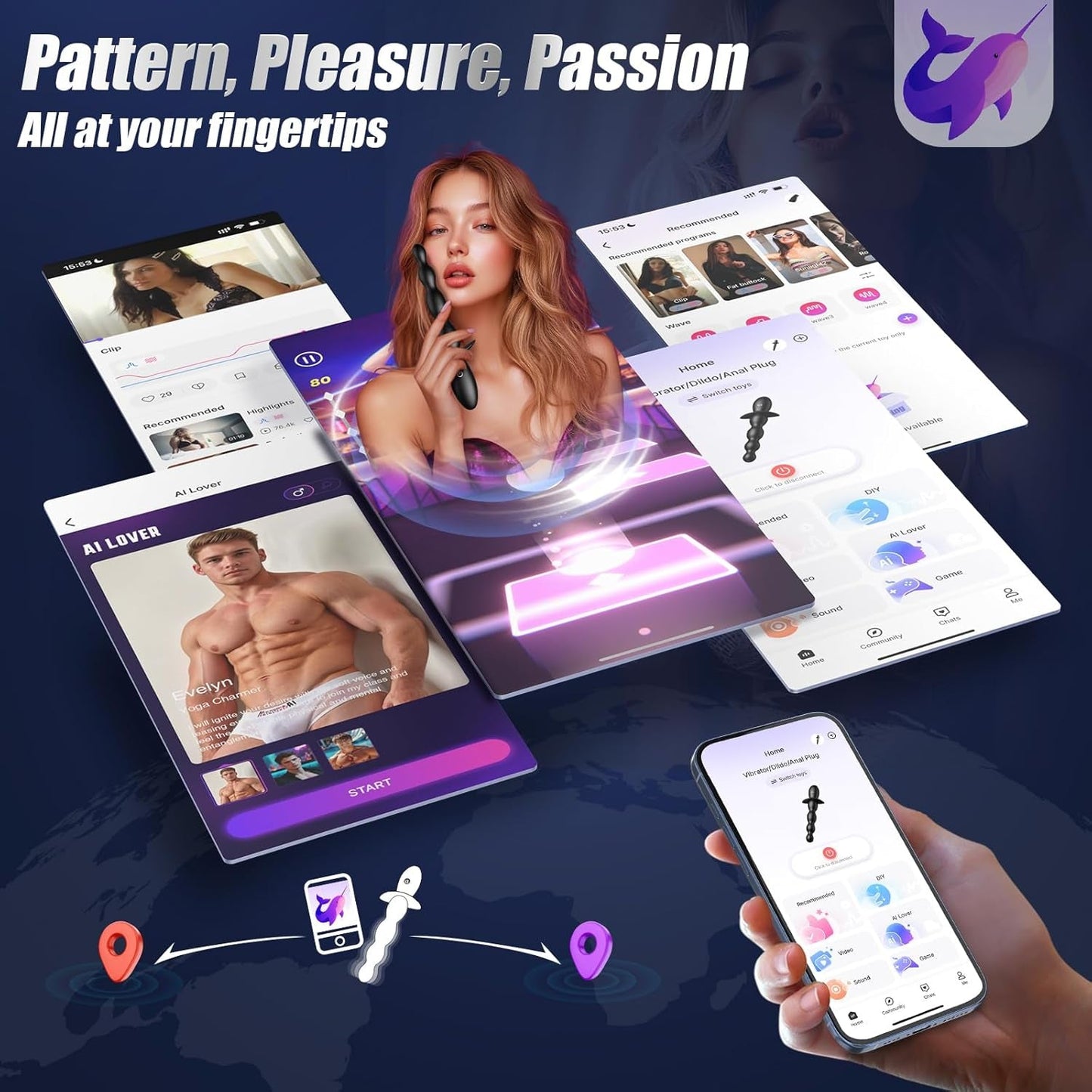 Vibrador prostático CoreWave de cuentas anales controlado por aplicación