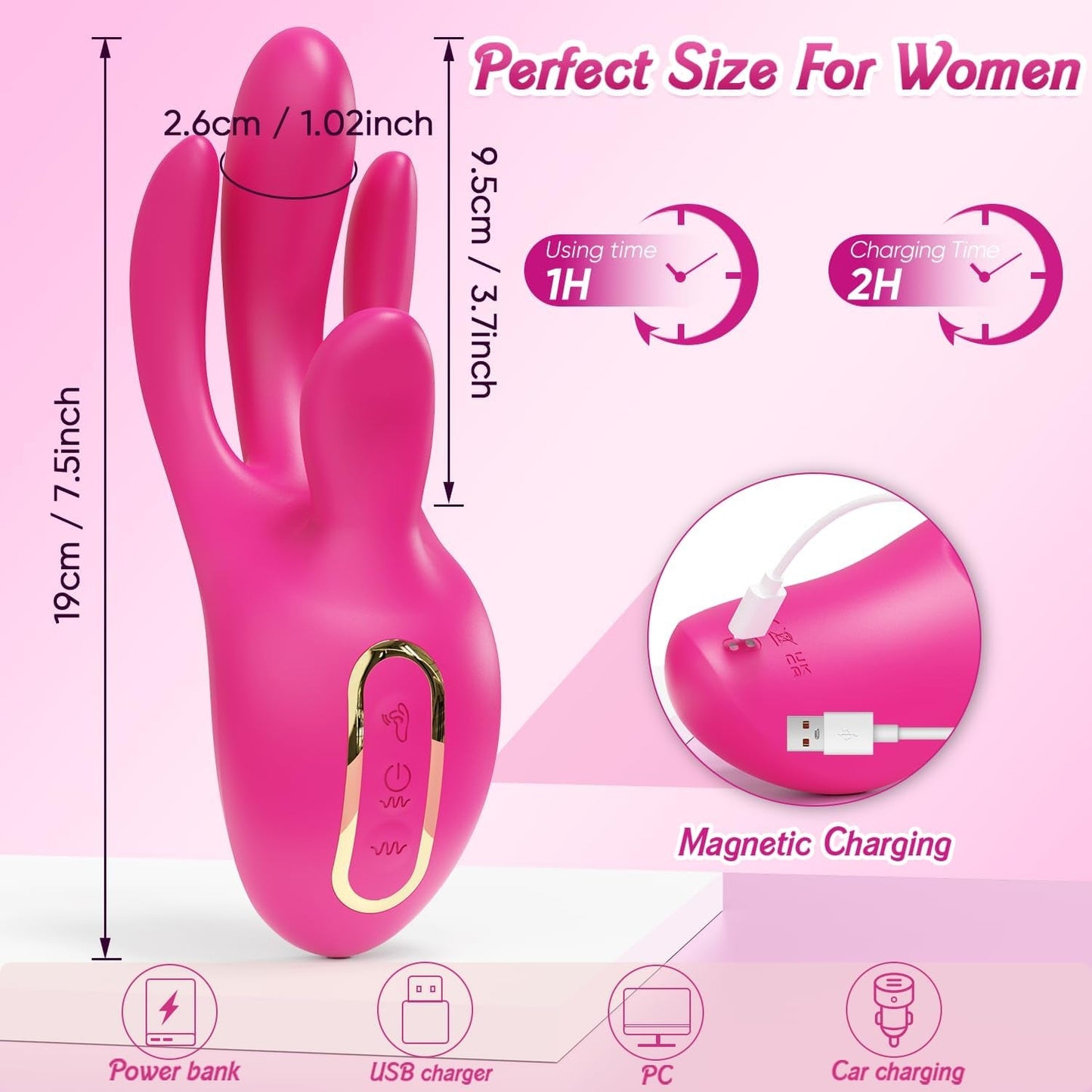 Vibrador de dedo 3 en 1 TriFlex con 10 modos y estimulador de punto G aleteador