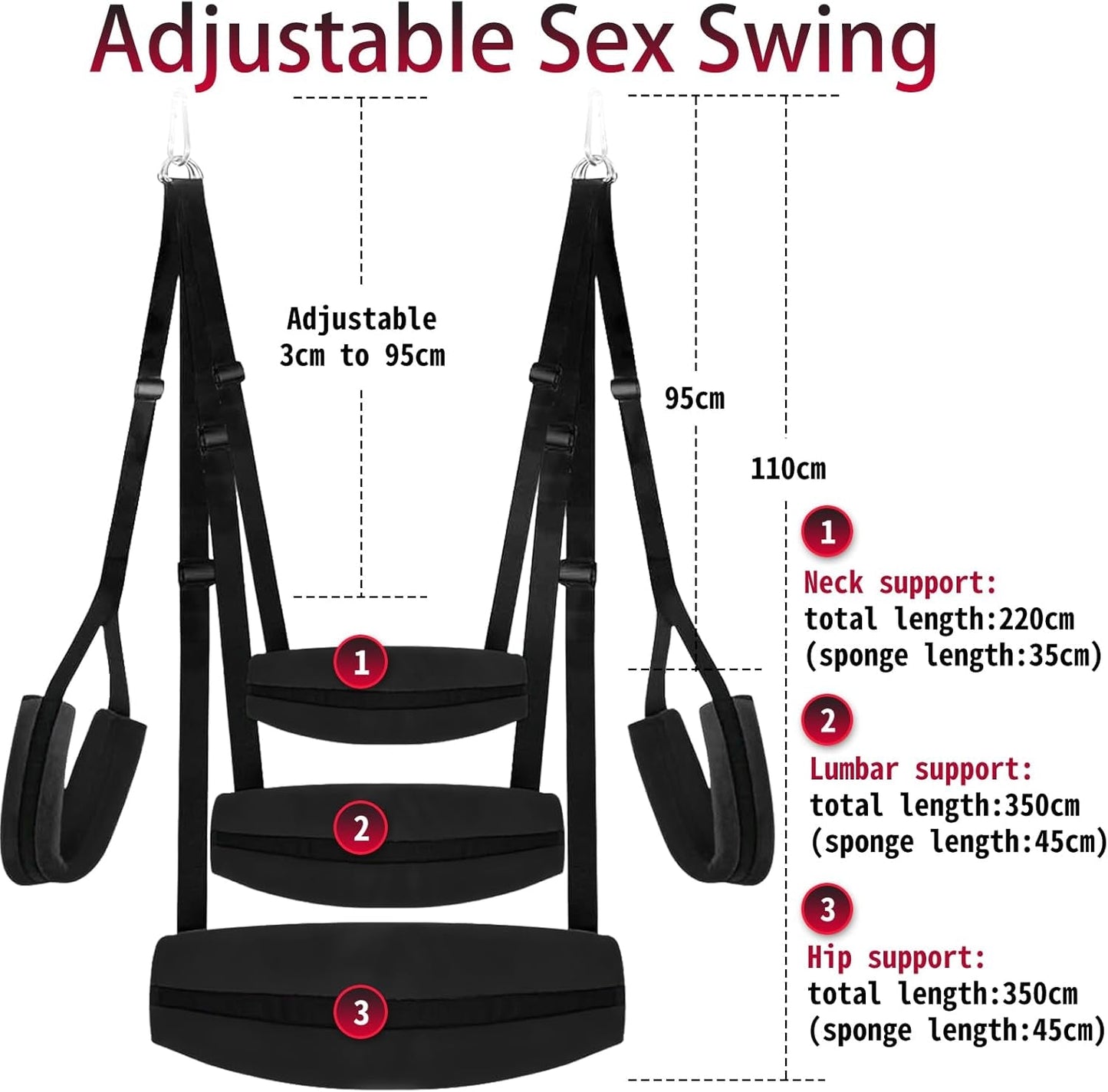 Columpio sexual de uso rudo AeroBond, 158 kg, ajustable