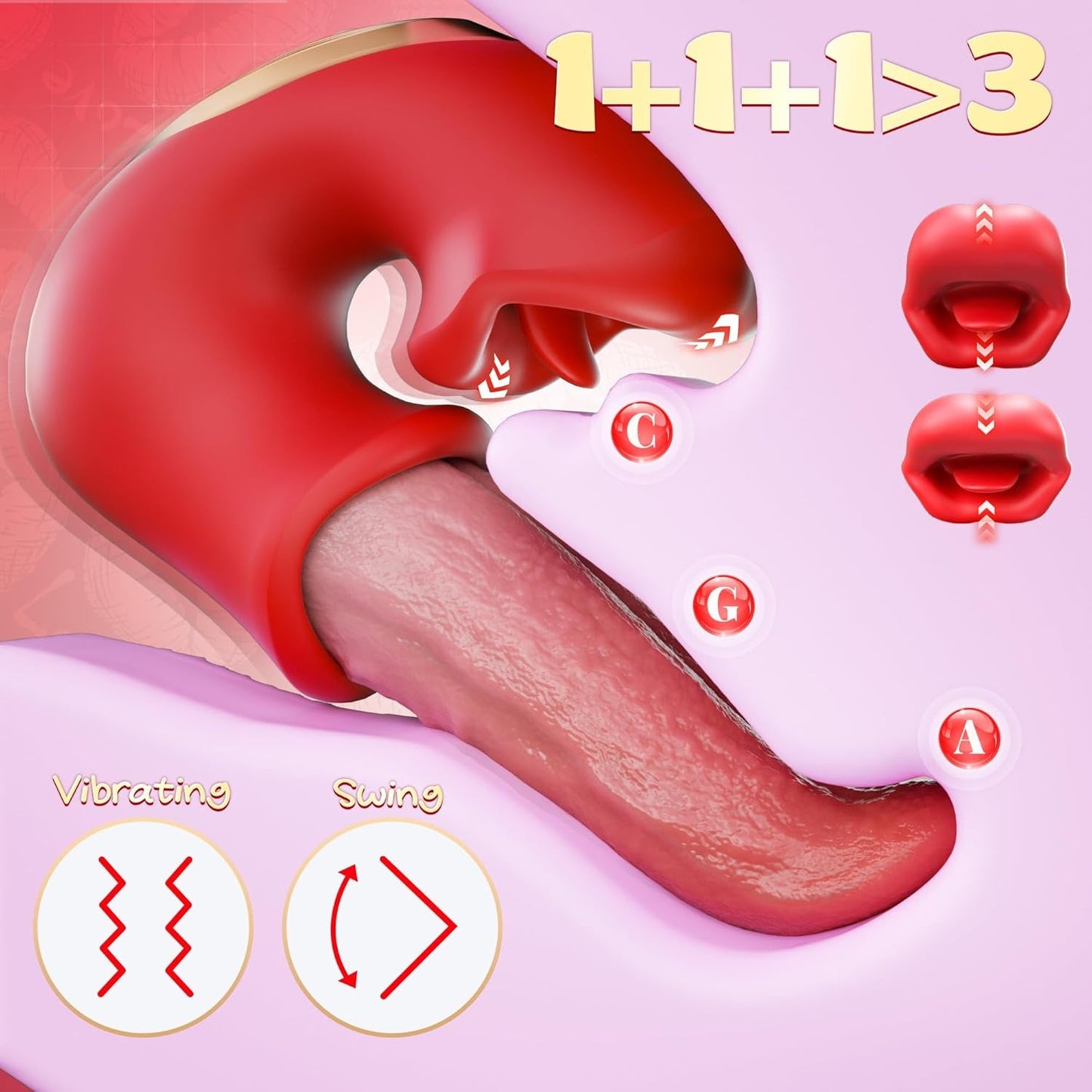 Vibrador de lengua TripleTeaseV 3 en 1 Rosa