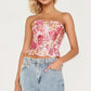 Pink Patterned Hollow Lace Corset
