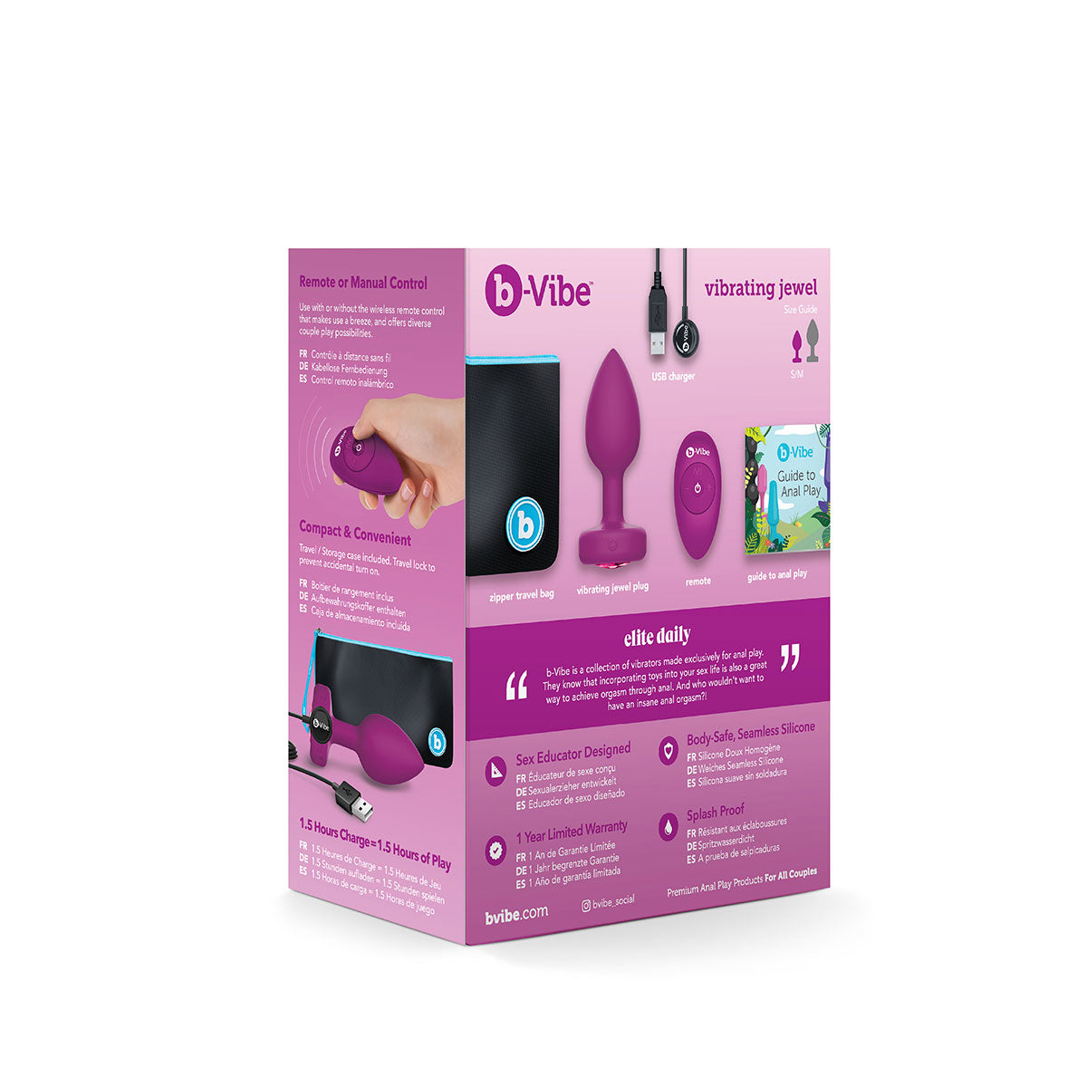Plug vibrant Bijou b-Vibe S/M - Fuchsia