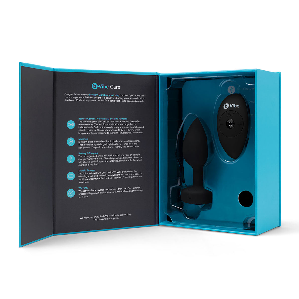 b-Vibe Vibrating Jewel Plug M/L - Negro