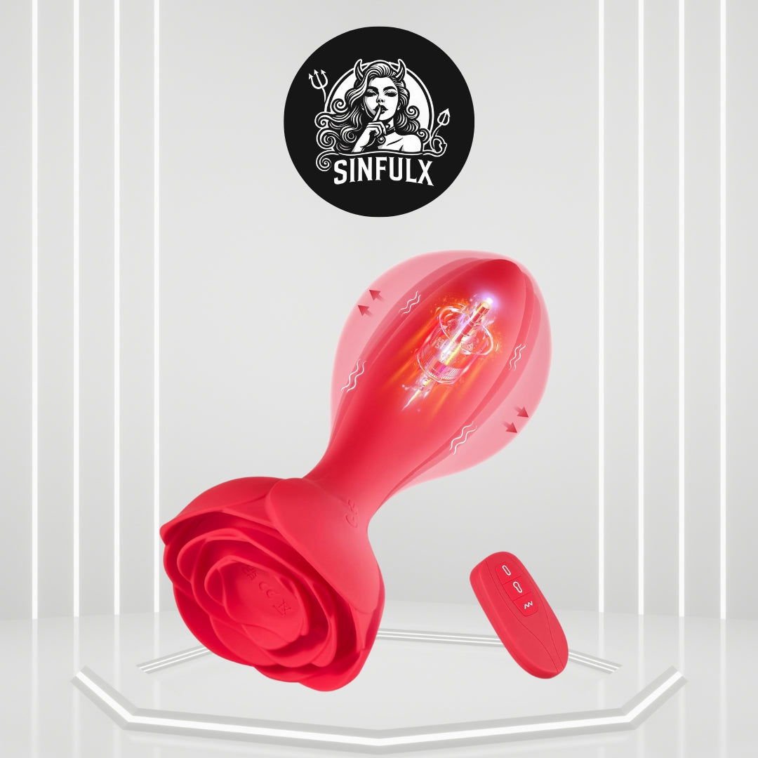 Vibrador anal inflable Rosa con mando a distancia