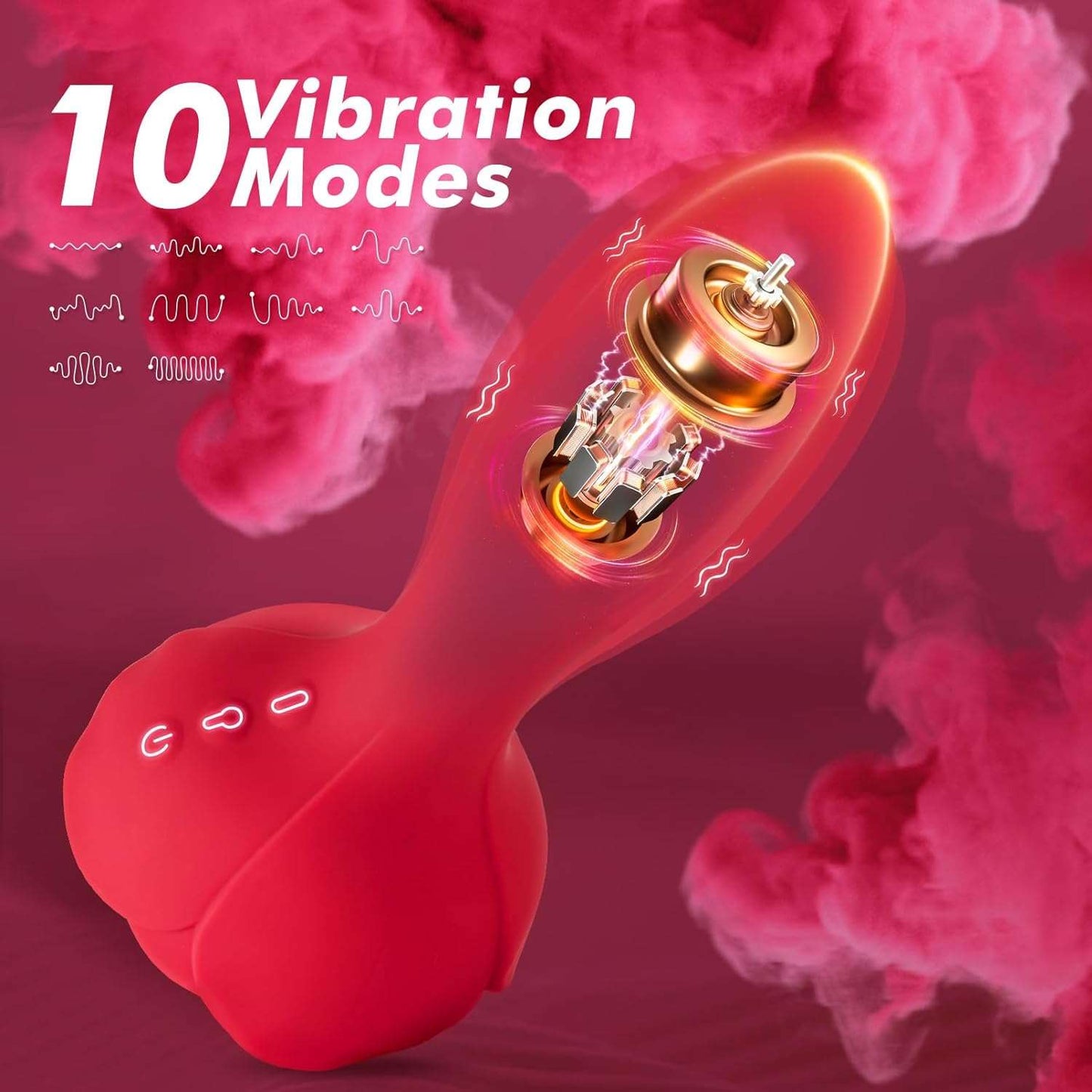 Vibrador anal inflable Rosa con mando a distancia