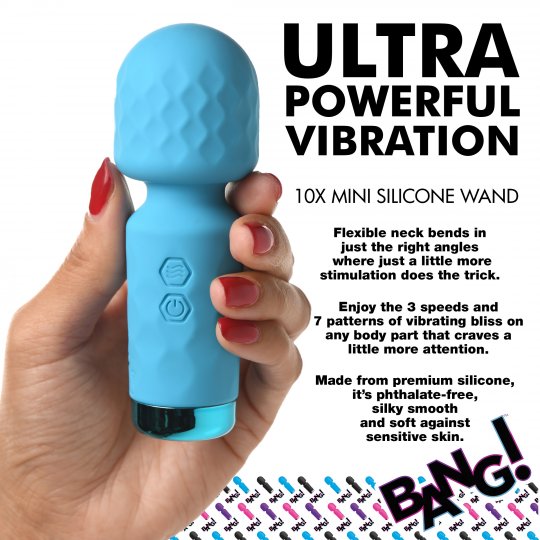 Bang! Mini Vibrador de Varita de Silicona - Azul