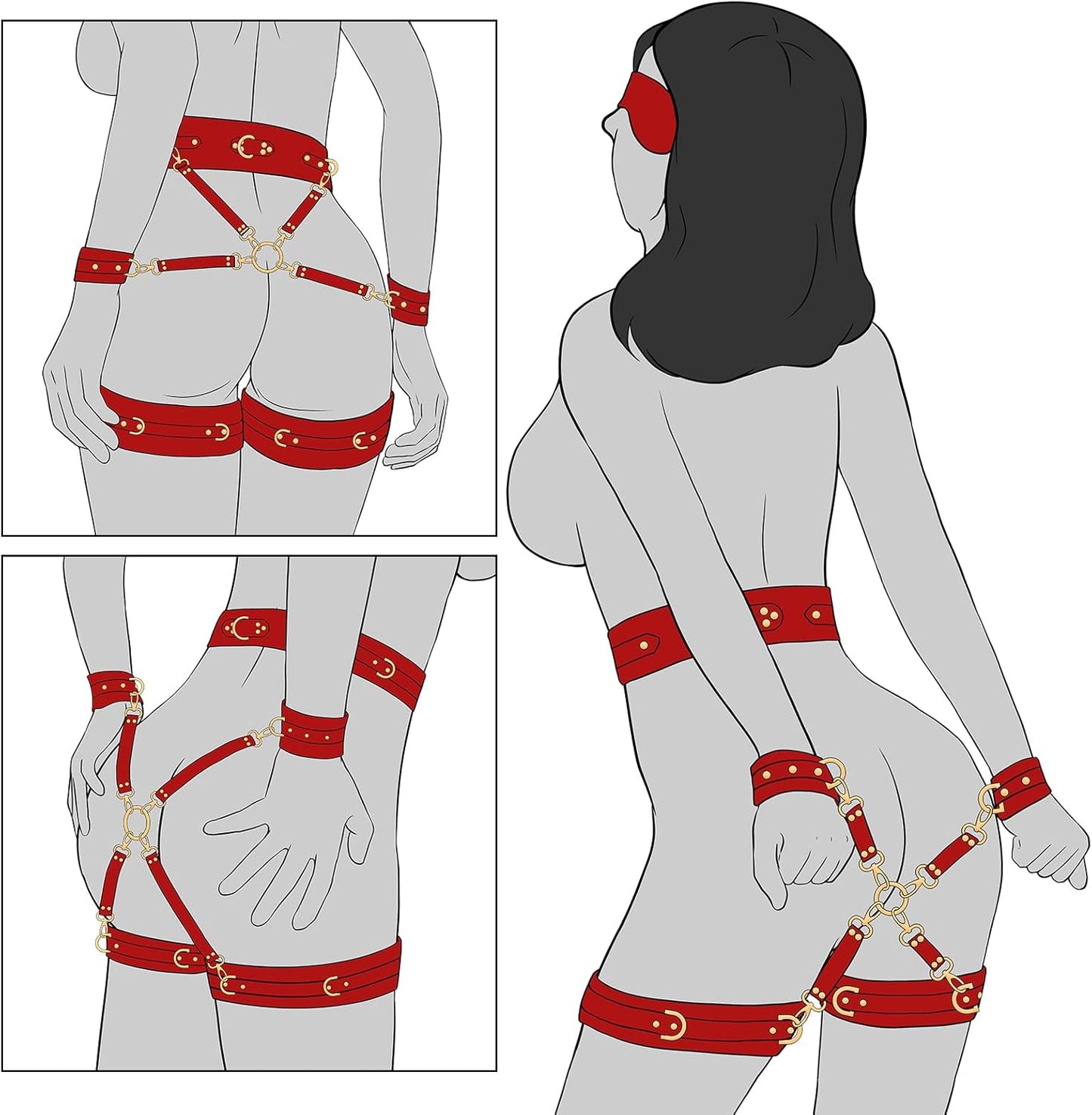 Juego completo de restricción BDSM de 6 piezas