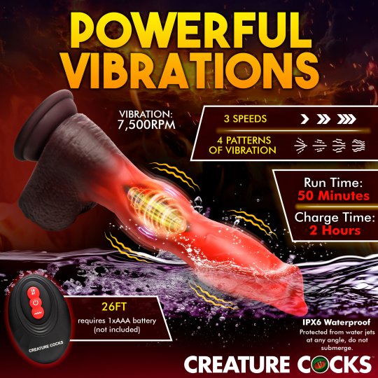 Dildo de silicona para masturbarse Creature Cocks Ramming Hound - Rojo/Marrón