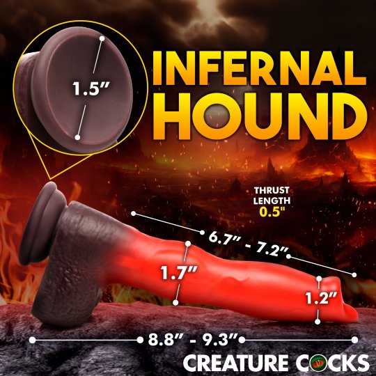 Dildo de silicona para masturbarse Creature Cocks Ramming Hound - Rojo/Marrón