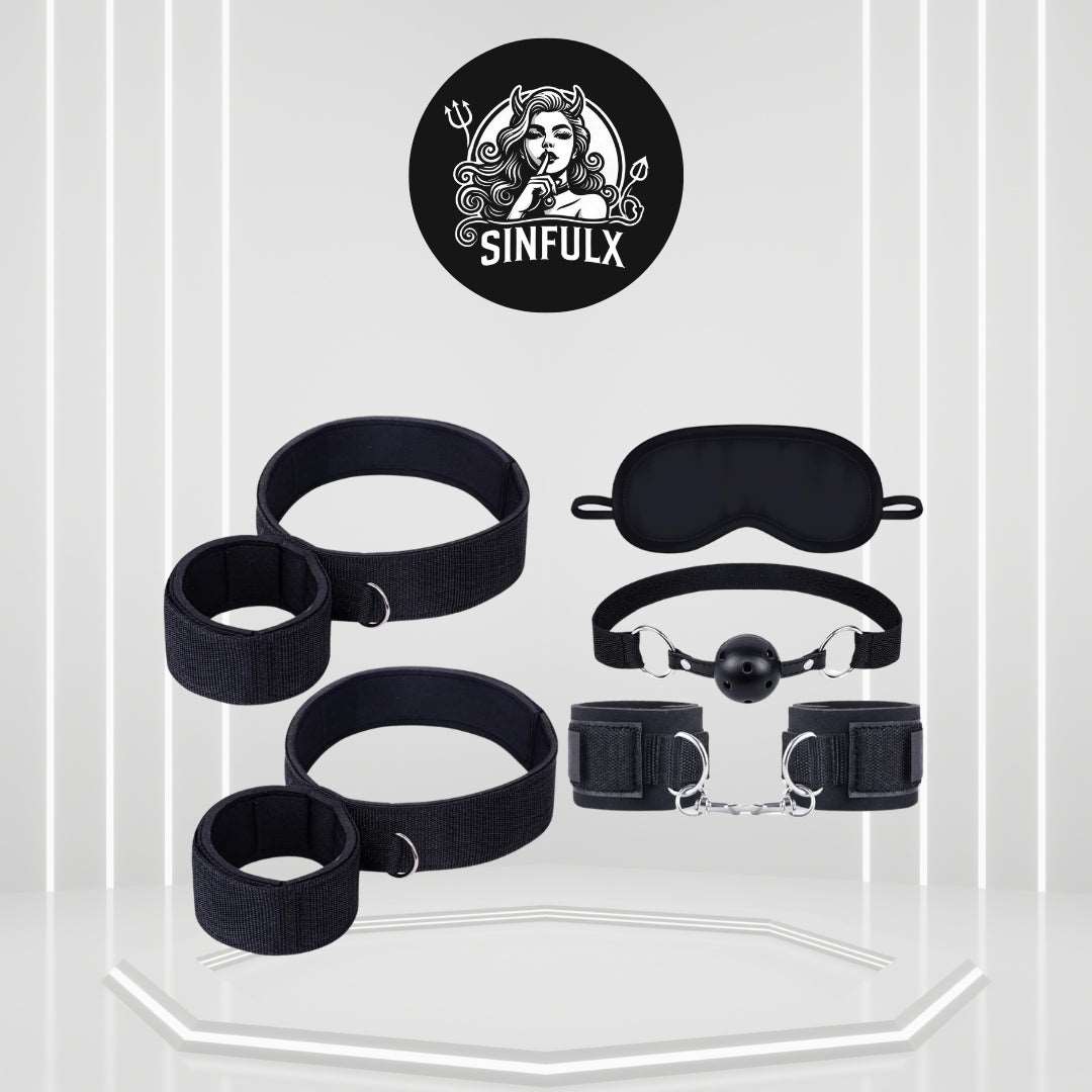Juego de esposas ajustables de BDSM para muñecas y tobillos/muslos