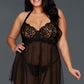 Plus Size Mesh Garter Babydoll