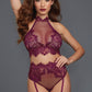 Purple Fishnet and Lace Bra Set