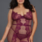 Plus Size Purple Fishnet and Lace Chemise