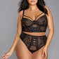 Plus Size Strappy Lace Bustier and Thong