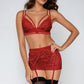 Scalloped Lace Bralette Set with Studs